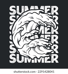 Vector of summer big wave illustration