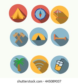 Vector of summer camp set symbol or icon