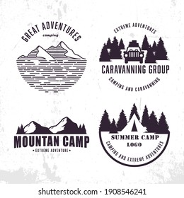 Vector summer camp,adventure logo and badge vintage design.