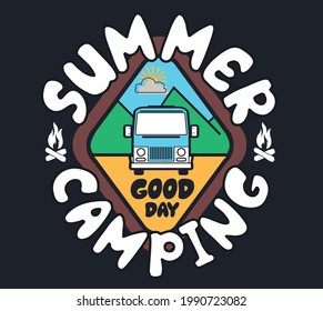 vector summer camping and caravan illustration for t shirts print