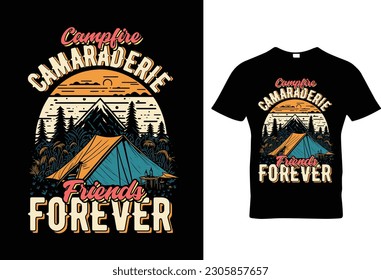 Diseño vectorial de camisetas vintage de camping de verano