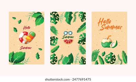 vector of summer card design collection