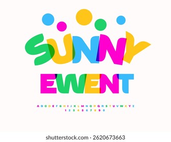 Vector Summer Card Sunny Event. Bright Colorful Font. Creative Alphabet Letters and Numbers set