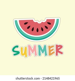 Tarjetas de verano vectoras con frases. Hermosos afiches, pegatinas para camisetas, habitaciones o dormitorios para niños. Hermoso entorno con frutas de verano, helados, árboles y sol. Cartas dibujadas a mano.