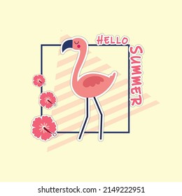 Vector summer cards with phrases. Beautiful posters, stickers for t-shirts, rooms, or bedrooms. Beautiful backgrounds with summer fruits, trees, Flowers, Flamingo, and Toucan. Hand-drawn letters.