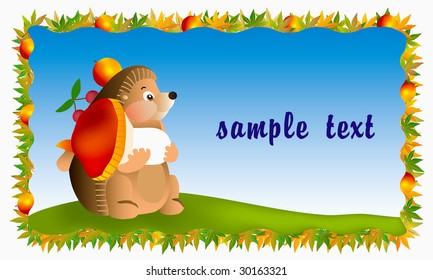 vector summer cartoon illustration (cartoon hedgehog)