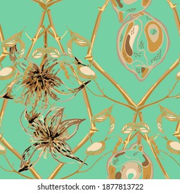 Vector Summer Citrus Print. Botanical Illustration. Psychedelic Citron Motif. Simple Marker Lime. Marigold Yellow and Green Ash Modern Hand Drawn Background. Lemon Seamless Pattern.