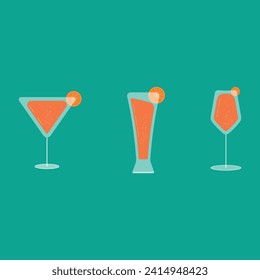 Vector summer cocktail drink cartoon illustration and flat cocktail design template