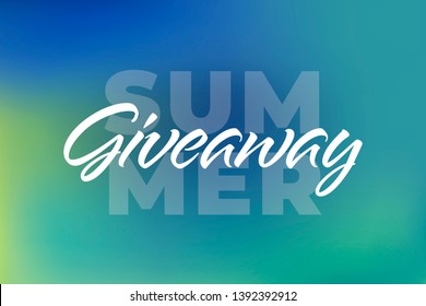 Vector summer colorful giveaway illustration for promotion in social network with lettering font, gradient background. Advertising of giving present fo like or repost. Decoration banner for business.