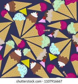 Vector summer colorful pattern with ice creams.