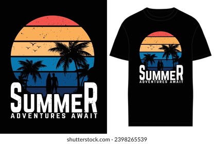 Vector Summer Creative T-Shirt Designs for the Best Surfing Adventures.