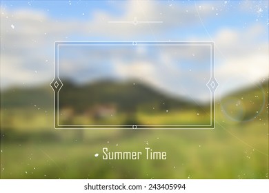 vector summer day blurred background with vintage vignette