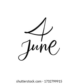 VECTOR SUMMER DAY VECTOR HAND LETTERING. the 4 of june. FOR CALENDAR