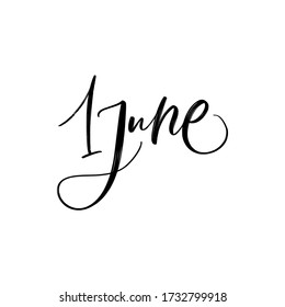 VECTOR SUMMER DAY VECTOR HAND LETTERING. the 1 of june. FOR CALENDAR
