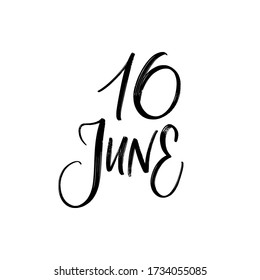 CARTA DEL VECTOR DE MANO DEL DÍA DE VERANO DEL VECTOR. el 16 de junio. PARA CALENDAR