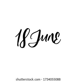 VECTOR SUMMER DAY VECTOR HAND LETTERING. the 18 of june. FOR CALENDAR