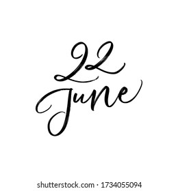 CARTA DEL VECTOR DE MANO DEL DÍA DE VERANO DEL VECTOR. el 22 de junio. PARA CALENDAR