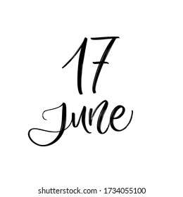 VECTOR SUMMER DAY VECTOR HAND LETTERING. the 17 of june. FOR CALENDAR