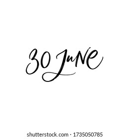 CARTA DEL VECTOR DE MANO DEL DÍA DE VERANO DEL VECTOR. el 30 de junio. PARA CALENDAR