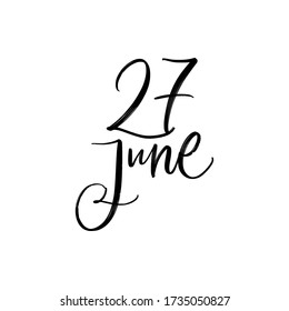 CARTA DEL VECTOR DE MANO DEL DÍA DE VERANO DEL VECTOR. el 27 de junio. PARA CALENDAR