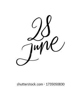 CARTA DEL VECTOR DE MANO DEL DÍA DE VERANO DEL VECTOR. el 28 de junio. PARA CALENDAR