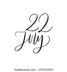 VECTOR SOMMERTAG VECTOR HAND LETTERING. DER 22. JULI. FÜR KALENDER