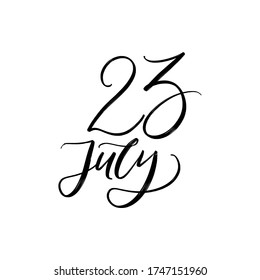 CARTA DEL VECTOR DE MANO DEL DÍA DE VERANO DEL VECTOR. EL 23 DE JULIO. PARA CALENDAR