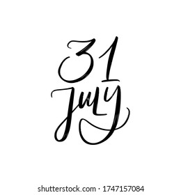 VECTOR SOMMERTAG VECTOR HAND LETTERING. DER 31. JULI. FÜR KALENDER
