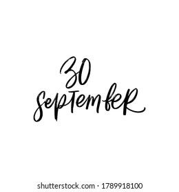 CARTA DEL VECTOR DE MANO DEL DÍA DE VERANO DEL VECTOR. el 30 de septiembre. PARA CALENDAR