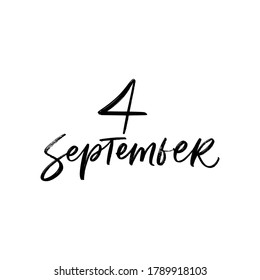 CARTA DEL VECTOR DE MANO DEL DÍA DE VERANO DEL VECTOR. el 4 de septiembre. PARA CALENDAR