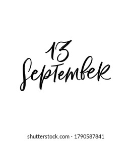 CARTA DEL VECTOR DE MANO DEL DÍA DE VERANO DEL VECTOR. el 13 de septiembre. PARA CALENDAR