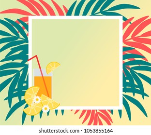 Vector of summer drink in pastel tone background. There is copy space for writing, product marketing and advertising.