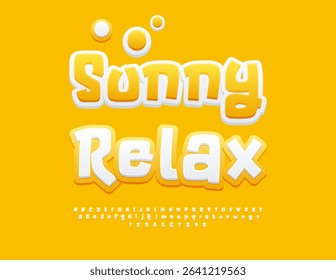Vector Summer emblem Sunny Relax. Cute Funny Font. Creative Alphabet Letters and Numbers set