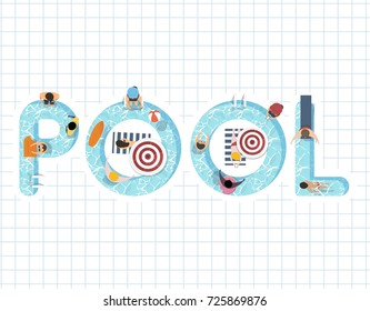 Vector of summer feel design with the word Pool