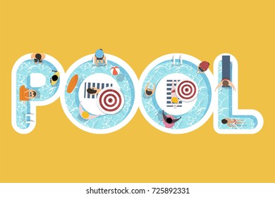 Vector of summer feel design with the word Pool
