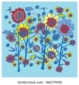 Vector summer flower colorful background