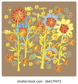 Vector summer flower colorful background