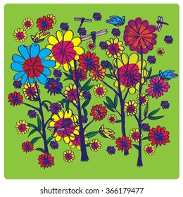 Vector summer flower colorful background