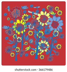 Vector summer flower colorful background