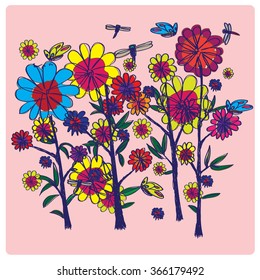 Vector summer flower colorful background