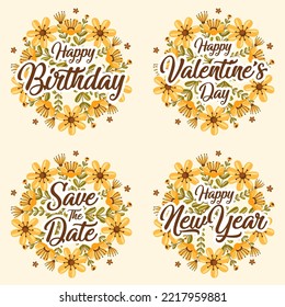 Vector summer flower greeting card and invitation template for birthday or valentine day and happy new year.