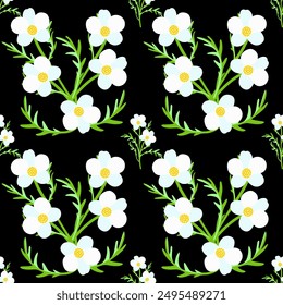 Vector -summer flowers seamless pattern, colored illustration.