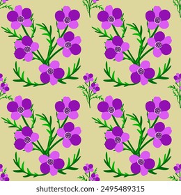 Vector -summer flowers seamless pattern, colored illustration.