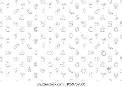 Vector summer food pattern. Summer food seamless background