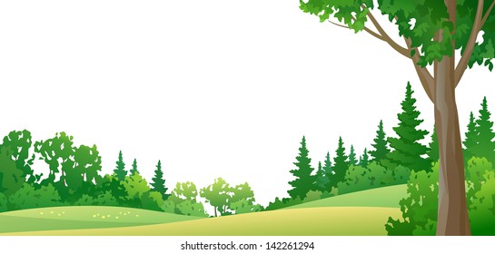 Vector summer forest border.