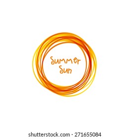 Vector summer frame. Sun icon for banner, card, travel marketing design.