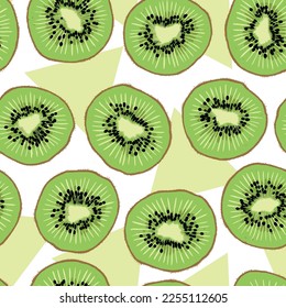 Vector Summer Fruit Kiwi Slice Seamless Pattern for Products or Wrapping Paper Prints.