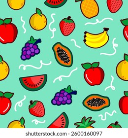 vector summer fruit seamless pattern