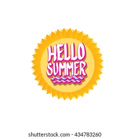 Vector summer fun background.  Vector hand lettering typography poster hello summer. 