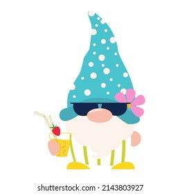 Vector summer gnome cartoon style summer party